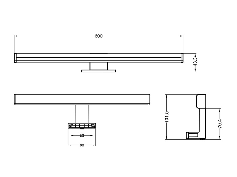 LED Badezimmer Wandleuchte LINO in Schwarz - Spiegelleuchte, Breite 60cm