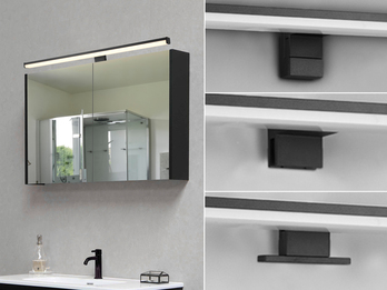 LED Badezimmer Wandleuchte LINO in Schwarz, Breite 60cm - Spiegelleuchte