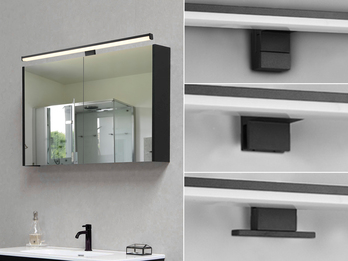 LED Badezimmer Wandleuchte LINO in Schwarz - Spiegelleuchte, Breite 60cm