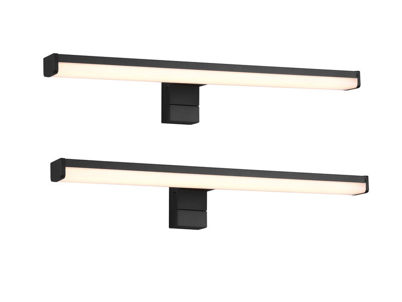 LED Badezimmer Wandleuchten 2er Set in Schwarz - Spiegelleuchten, Breite 40cm
