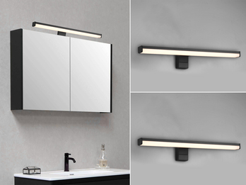 LED Badezimmer Wandleuchten 2er Set in Schwarz - Spiegelleuchten, Breite 40cm