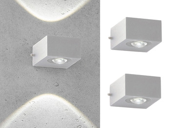LED Außenwandleuchten 2er SET Silber mit Up and Down Licht - 8cm breit