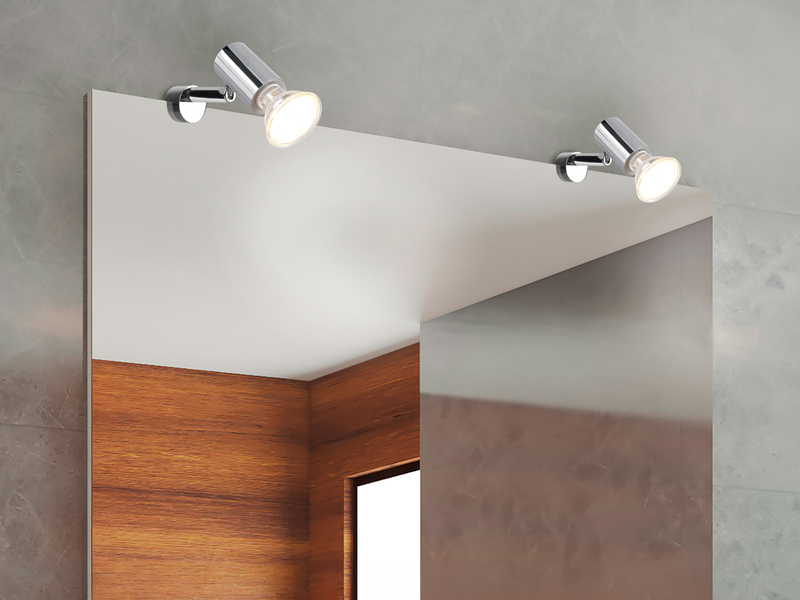 Bad Spiegelleuchte LORENZO Spot Metall Silber Chrom zum Klemmen max. 5mm