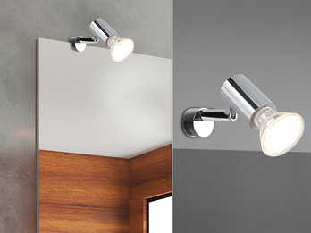 Bad Spiegelleuchte LORENZO Spot Metall Silber Chrom zum Klemmen max. 5mm
