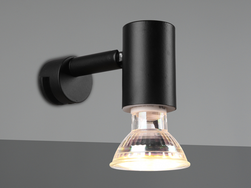 Badezimmerlampe LORENZO in Schwarz - Spiegelklemmleuchte mit schwenkbarem Spot