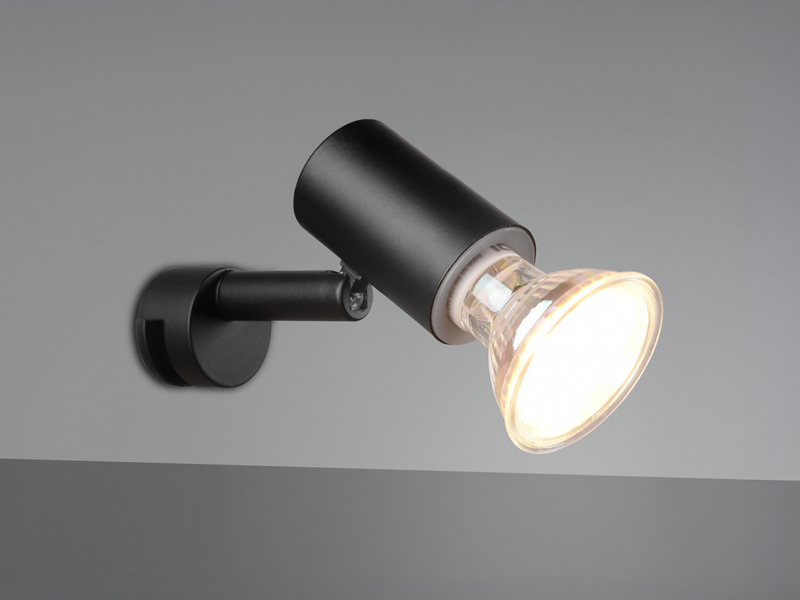Bad Spiegelleuchte LORENZO Spot Metall Schwarz zum Klemmen max. 5mm