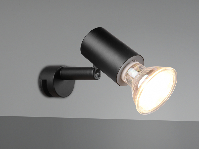 Badezimmerlampe LORENZO in Schwarz - Spiegelklemmleuchte mit schwenkbarem Spot