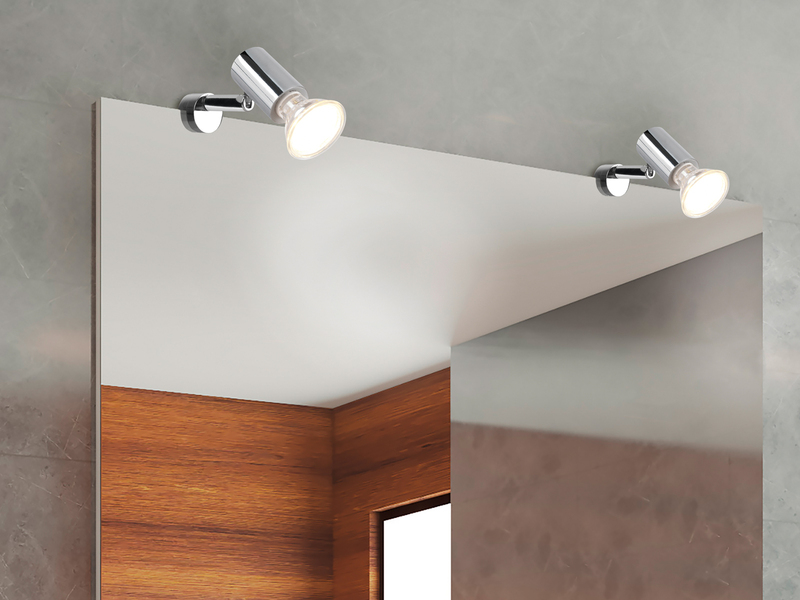 Bad Spiegelleuchte Spot Metall Chrom zum Klemmen max. 5mm, inkl. GU10 LED