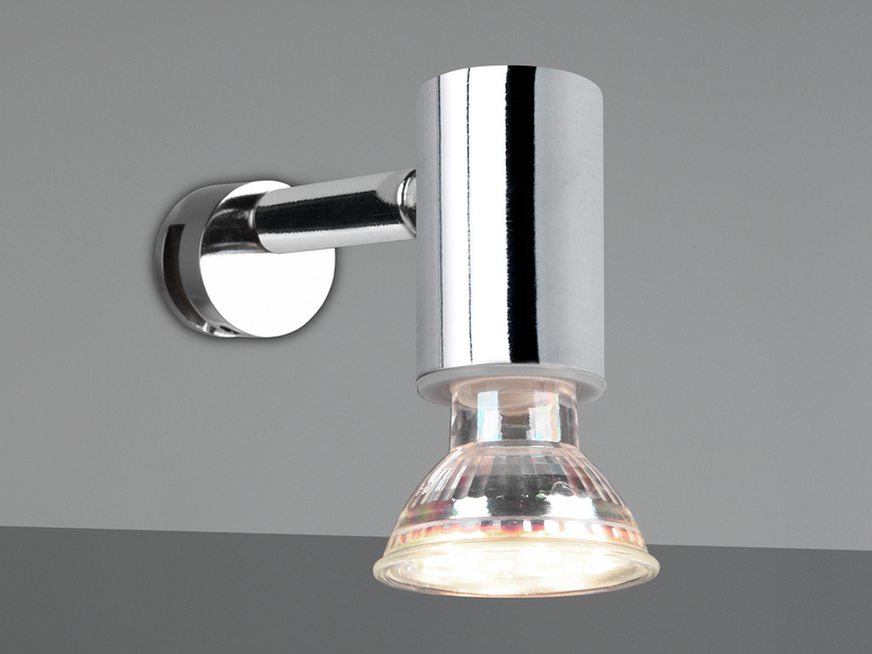 Bad Spiegelleuchte Spot Metall Chrom zum Klemmen max. 5mm, inkl. GU10 LED