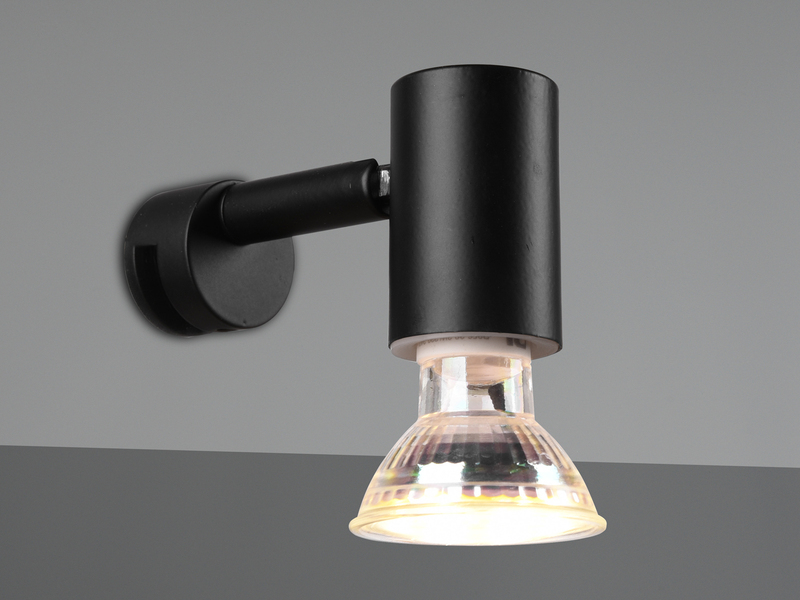 Bad Spiegelleuchte Spot Metall Schwarz zum Klemmen max. 5mm, inkl. GU10 LED