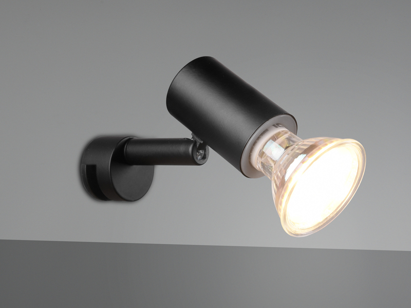 Bad Spiegelleuchte Spot Metall Schwarz zum Klemmen max. 5mm, inkl. GU10 LED
