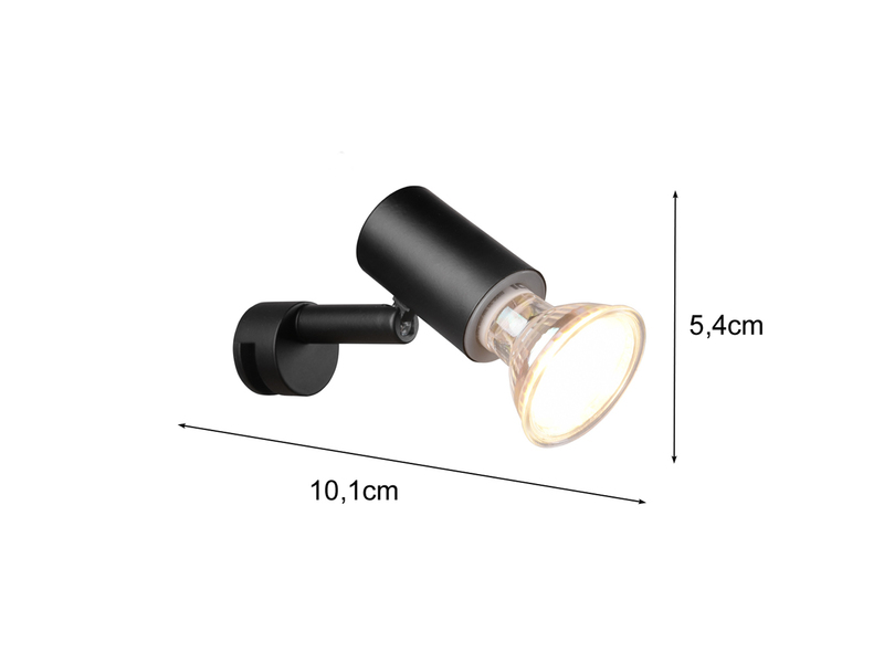 Bad Spiegelleuchte Spot Metall Schwarz zum Klemmen max. 5mm, inkl. GU10 LED