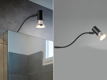 Badezimmerlampe GIADA in Schwarz für Spiegelschrank mit schwenkbarem Spot