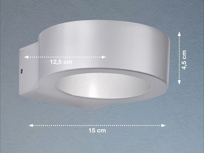 LED Außenwandleuchte TORRES Silber mit Up and Down Licht - 15cm breit