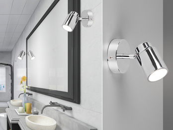Wandstrahler Badezimmerlampe ANGELO Silber Chrom, Breite 10,5cm