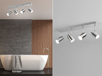 Deckenstrahler Badezimmerlampe ANGELO Silber Chrom 4-flammig, Breite 52cm