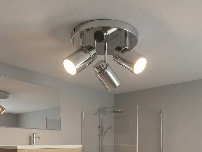 Deckenstrahler Badezimmerlampe ANGELO Silber Chrom 3-flammig Ø 20cm