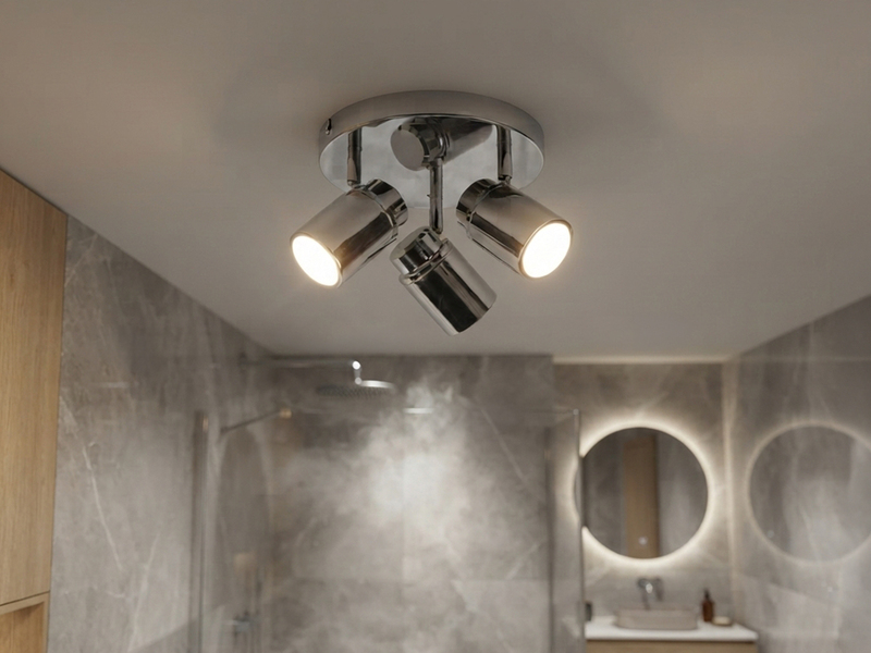 Deckenstrahler Badezimmerlampe ANGELO Silber Chrom 3-flammig Ø 20cm