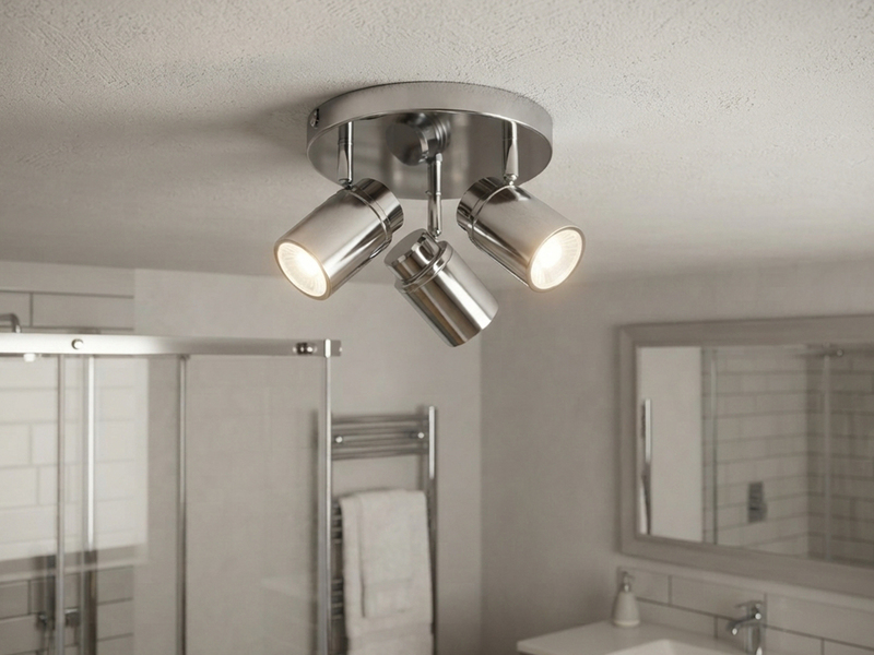 Deckenstrahler Badezimmerlampe ANGELO Silber Chrom 3-flammig Ø 20cm