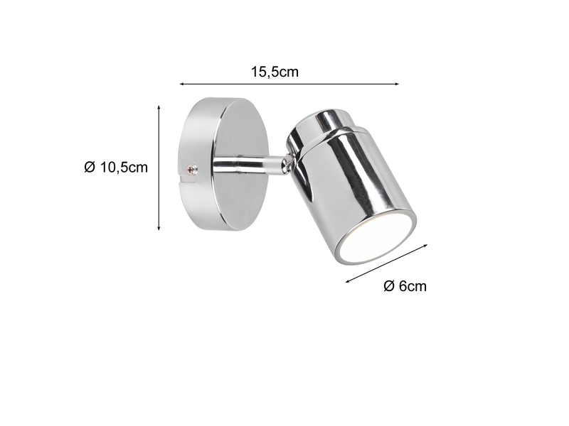 LED Wandstrahler Badezimmerlampe Silber Chrom, Breite 10,5cm