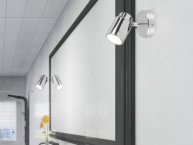 Wandstrahler Badezimmerlampe Silber Chrom, Tiefe 15,5cm inkl. GU10 LED