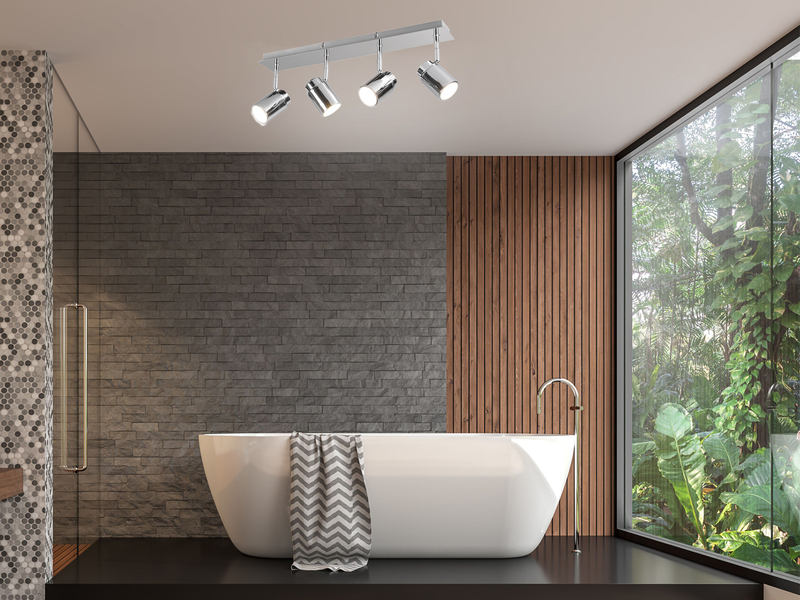 LED Deckenstrahler Badezimmerlampe Silber Chrom 4-flammig, Breite 52cm