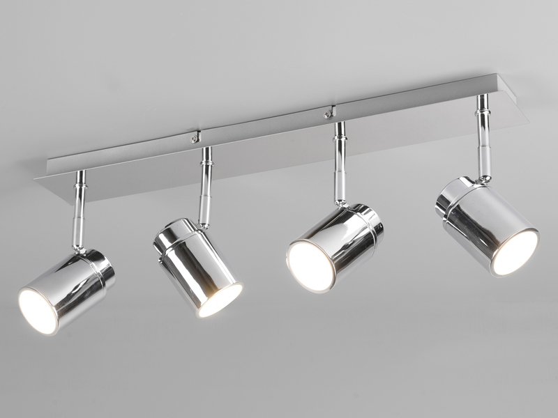 LED Deckenstrahler Badezimmerlampe Silber Chrom 4-flammig, Breite 52cm