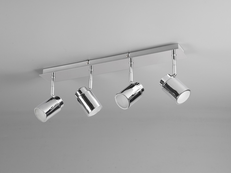 LED Deckenstrahler Badezimmerlampe Silber Chrom 4-flammig, Breite 52cm