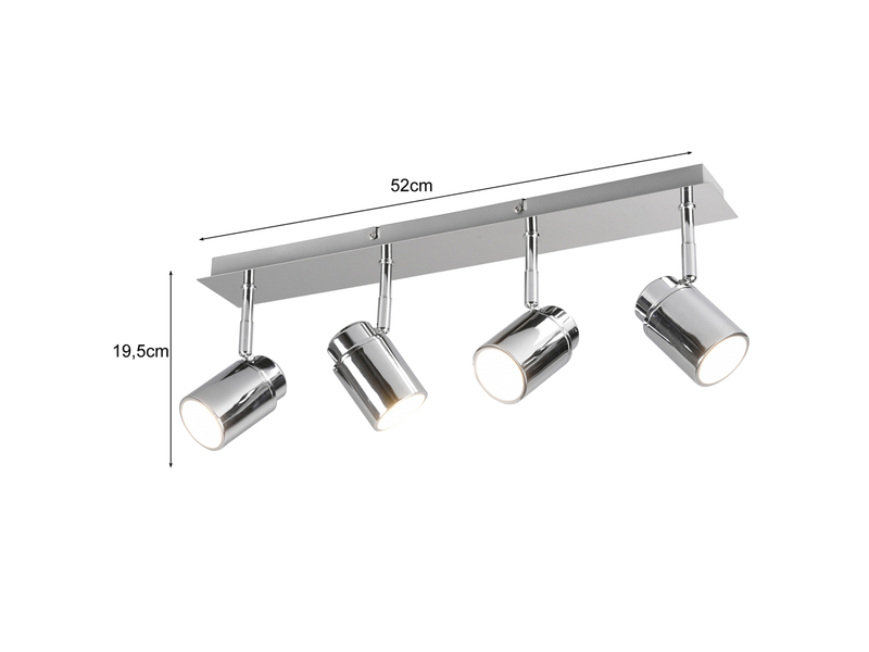 Deckenstrahler Badezimmerlampe Chrom 4-flammig, Breite 52cm inkl. GU10 LED