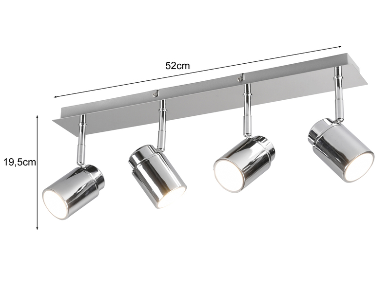 LED Deckenstrahler Badezimmerlampe Silber Chrom 4-flammig, Breite 52cm