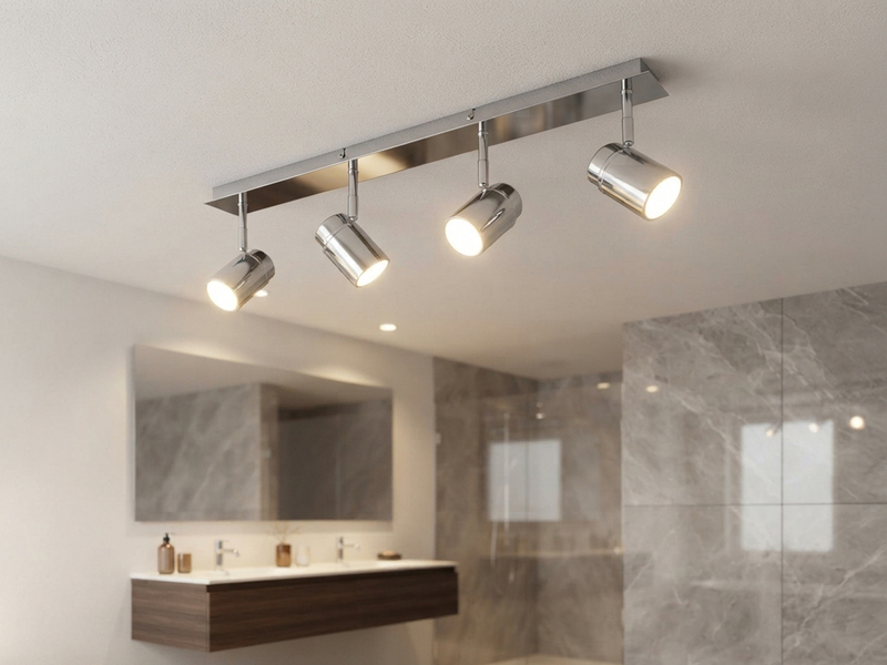 Deckenstrahler Badezimmerlampe Chrom 4-flammig, Breite 52cm inkl. GU10 LED