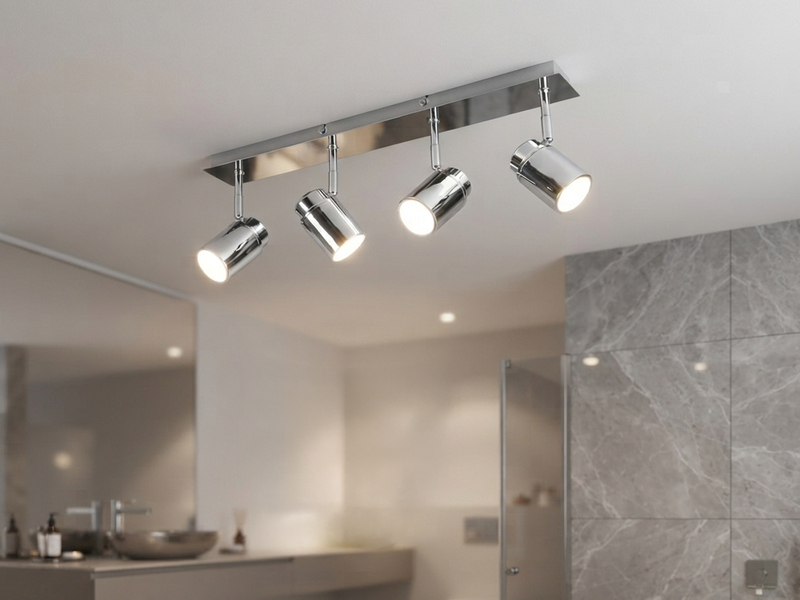 Deckenstrahler Badezimmerlampe Chrom 4-flammig, Breite 52cm inkl. GU10 LED