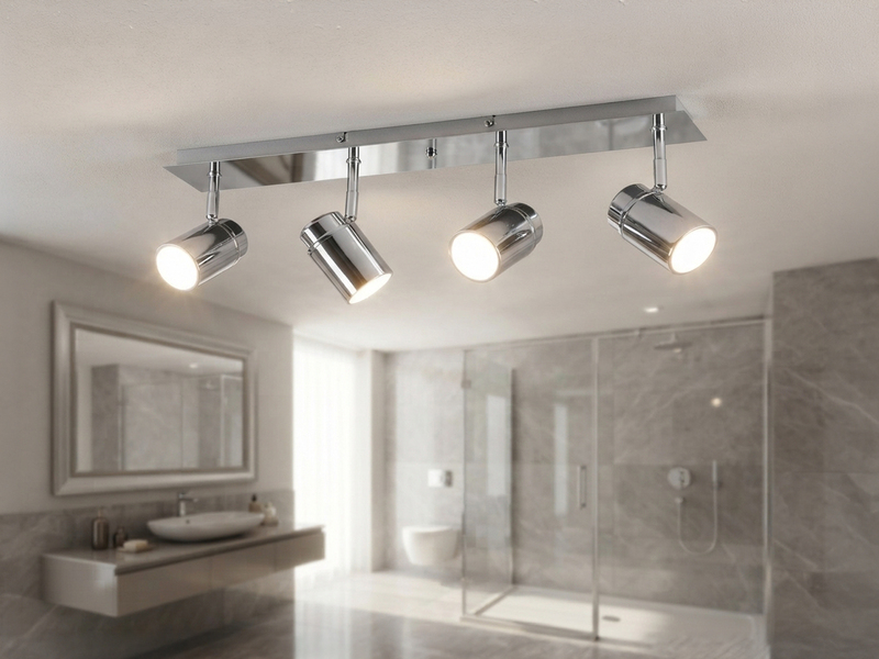 Deckenstrahler Badezimmerlampe Chrom 4-flammig, Breite 52cm inkl. GU10 LED