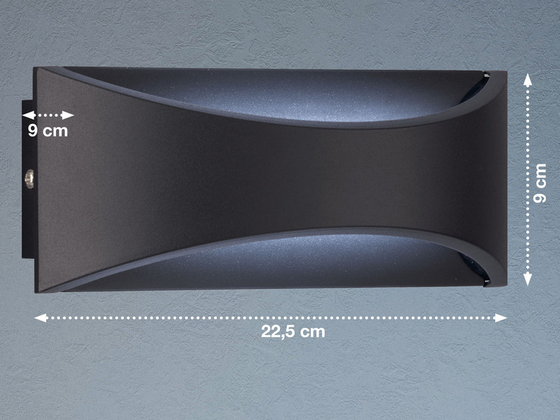 LED Außenwandleuchte RIO Up and Down Schwarz, Breite 22,5cm