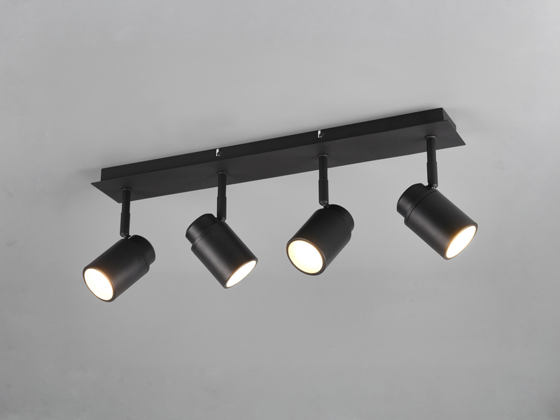 Deckenstrahler Badezimmerlampe Schwarz 4-flammig, Breite 52cm inkl. GU10 LED
