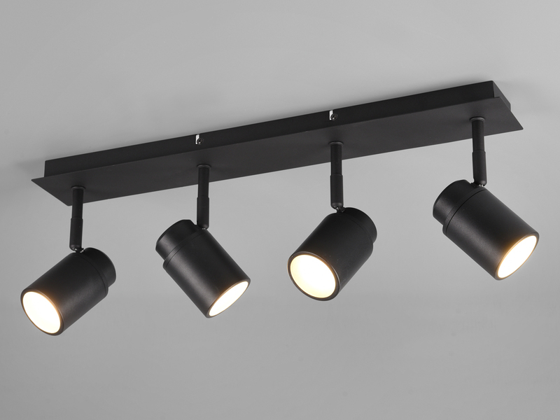 LED Badezimmerlampe Deckenstrahler 4 flammig schwenkbar in Schwarz