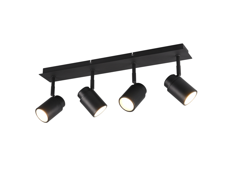 Deckenstrahler Badezimmerlampe Schwarz 4-flammig, Breite 52cm inkl. GU10 LED