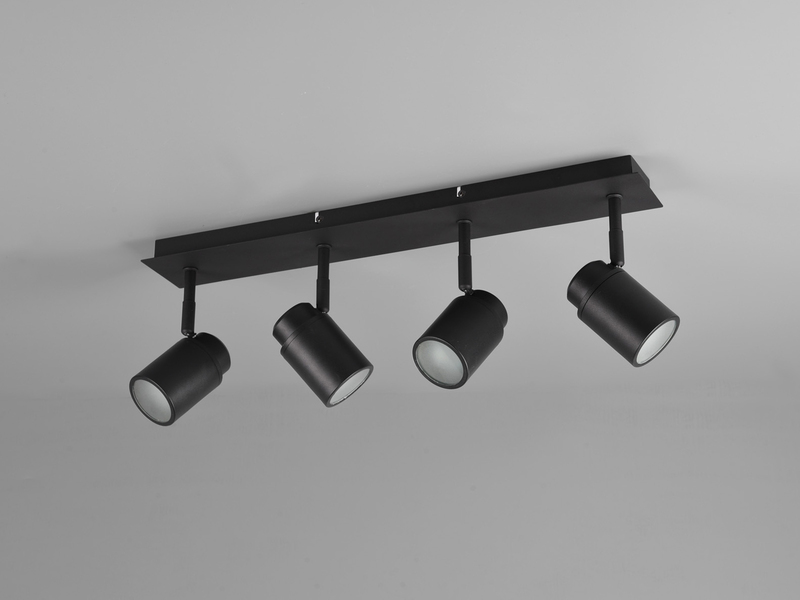 Deckenstrahler Badezimmerlampe Schwarz 4-flammig, Breite 52cm inkl. GU10 LED