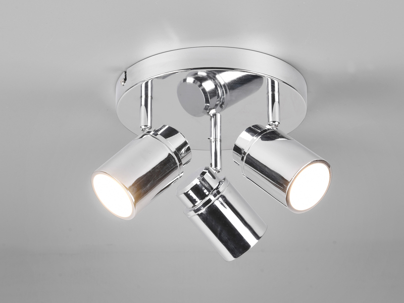 Deckenstrahler Badezimmerlampe Silber Chrom 3-flammig Ø 20cm inkl. GU10 LED