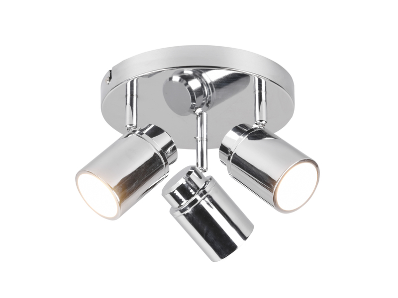 Deckenstrahler Badezimmerlampe Silber Chrom 3-flammig Ø 20cm inkl. GU10 LED