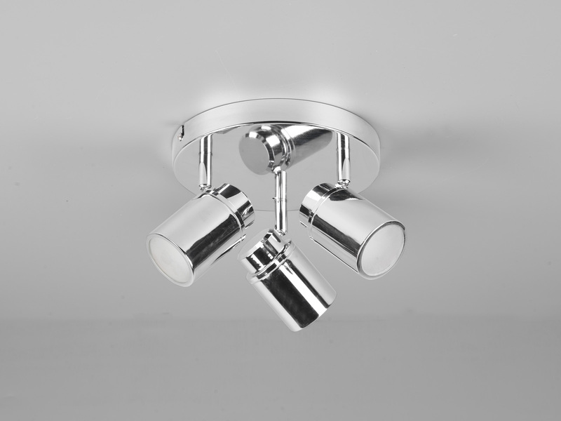 Deckenstrahler Badezimmerlampe Silber Chrom 3-flammig Ø 20cm inkl. GU10 LED