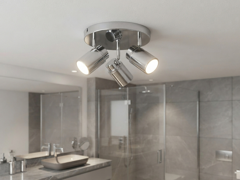 Deckenstrahler Badezimmerlampe Silber Chrom 3-flammig Ø 20cm inkl. GU10 LED