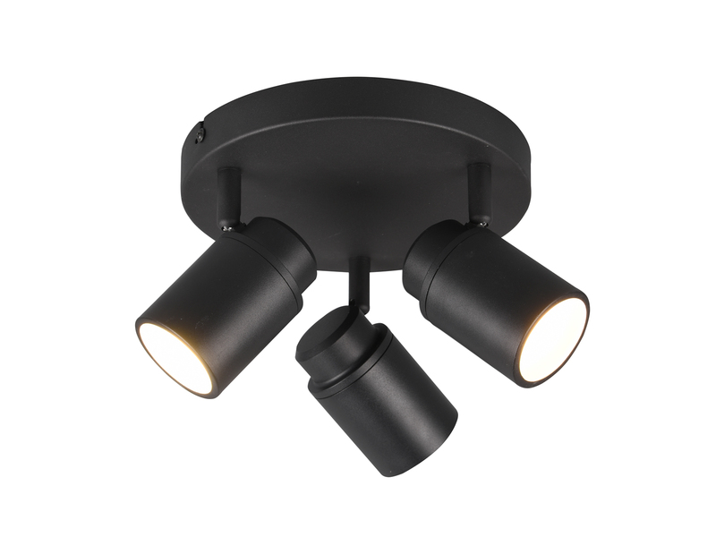 Deckenstrahler Badezimmerlampe Schwarz 3-flammig Ø 20cm inkl. GU10 LED