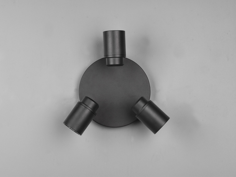 Deckenstrahler Badezimmerlampe Schwarz 3-flammig Ø 20cm inkl. GU10 LED