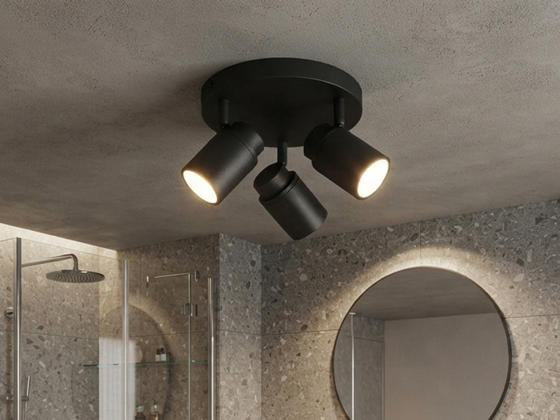 Deckenstrahler Badezimmerlampe Schwarz 3-flammig Ø 20cm inkl. GU10 LED