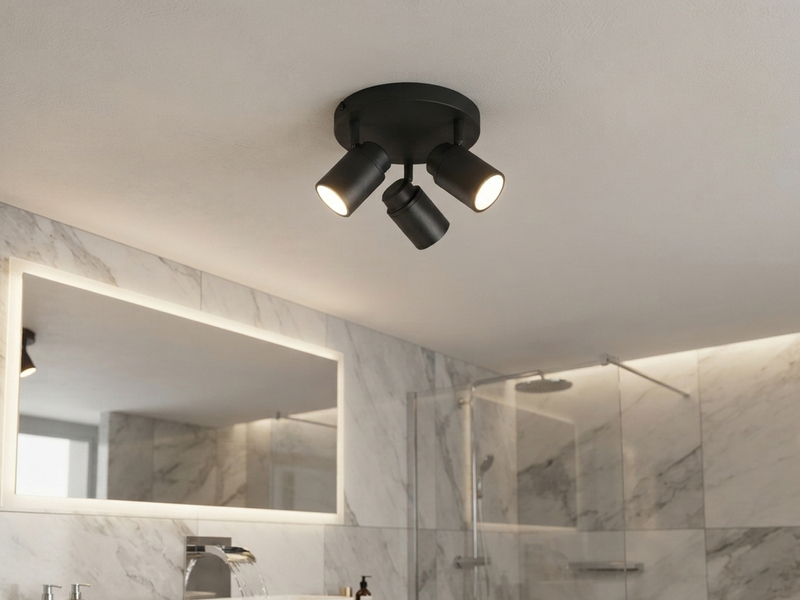 Deckenstrahler Badezimmerlampe Schwarz 3-flammig Ø 20cm inkl. GU10 LED