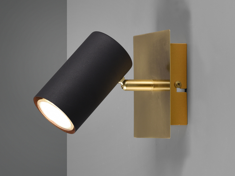 Wandstrahler MARLEY Metall Schwarz Gold, Spot schwenkbar, Höhe 12cm