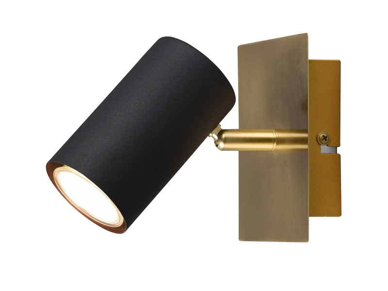 Wandstrahler MARLEY Metall Schwarz Gold, Spot schwenkbar, Höhe 12cm