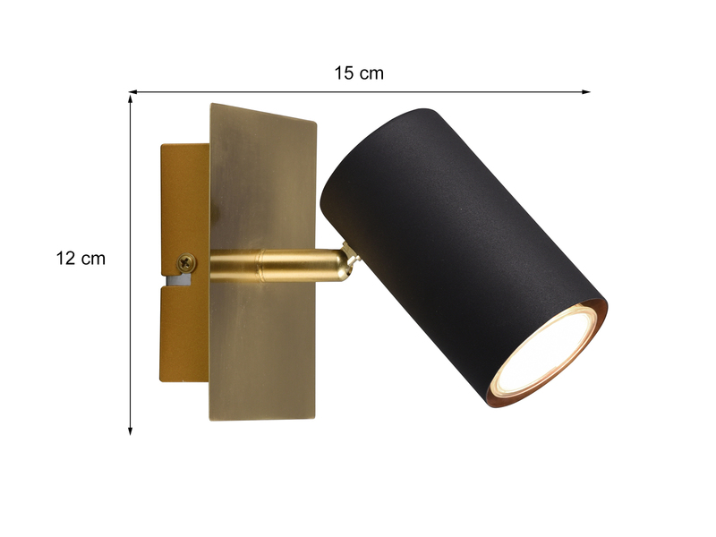 Wandstrahler MARLEY Metall Schwarz Gold, Spot schwenkbar, Höhe 12cm