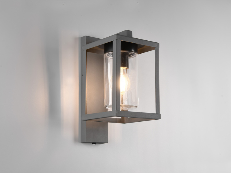 Außenwandleuchte LUNGA Anthrazit in Laternenoptik, Höhe 33cm
